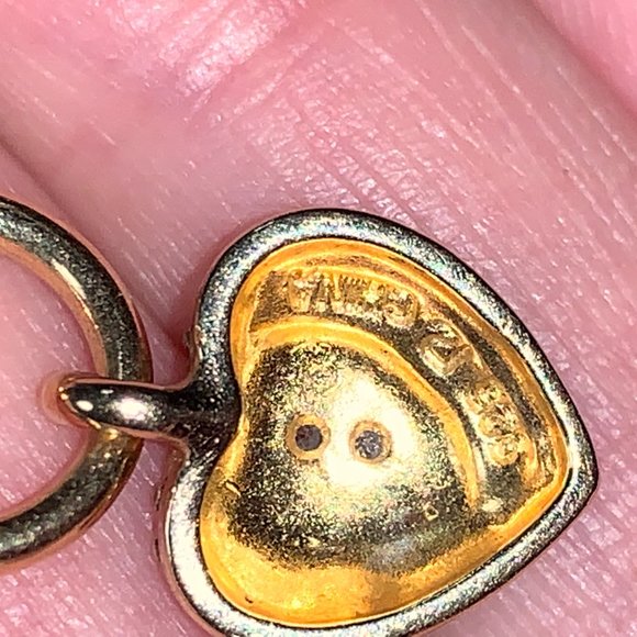 18" 14 Kt Gold Vermeil Cable Chain Toggle Necklace with Heart pendant - Picture 4 of 16